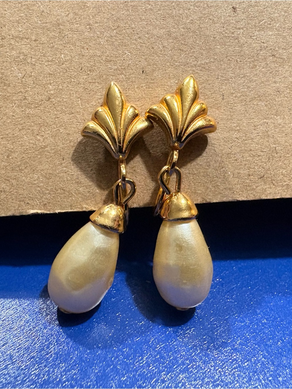 Gold-Tone Pearl Drop Earrings - Classic Women's Jewelry